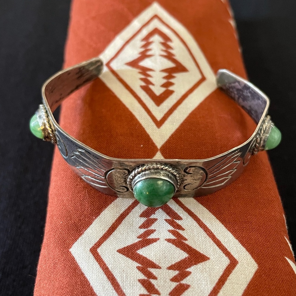 Vintage 1930s - 1940s sterling Mexico silver cuff bracelet! - Picture 8 of 9